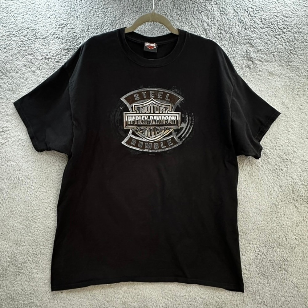 Harley-Davidson Panama T-Shirt Mens 2XL Black Steel Rumble Graphic Hanes Beefy-T